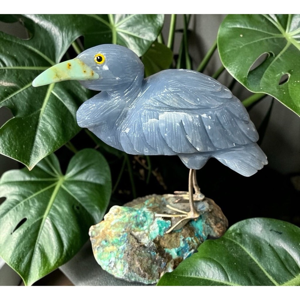 Peruvian Peru Stone Rock Heron Bird Figurine Handmade Carved Mineral Art Statue